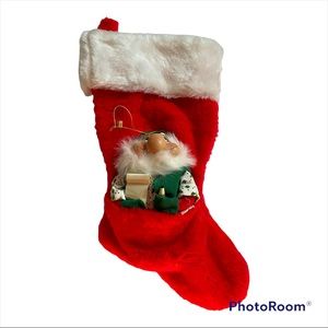 Vintage Rennoc Santa’s Best Santakins Christmas Elf Ornament Plush Stocking RARE